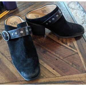 New‎ with no box SOFFT black suede mule 8M